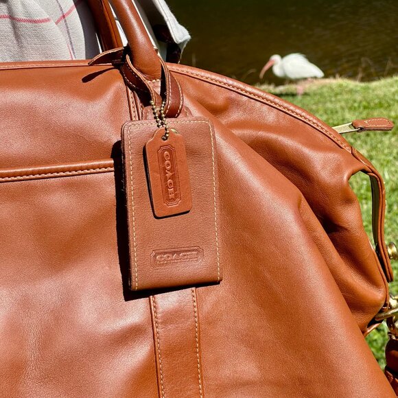 COACH Cabin Bag Medium 1997 British Tan 0502 Hang Tag Luggage ID Travel Duffle - Picture 3 of 16